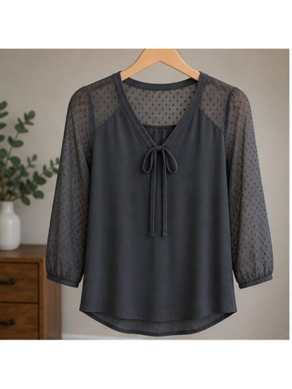Charcoal V Neck Top